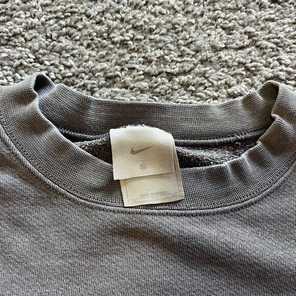 Vintage Y2K Nike Crewneck Sweatshirt Mini Swoosh Check Faded Grey Sz 2XL - Picture 4 of 7